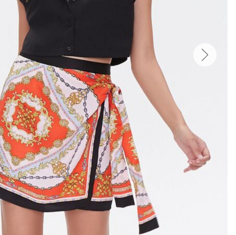 Ornate print satin Wrap skirt